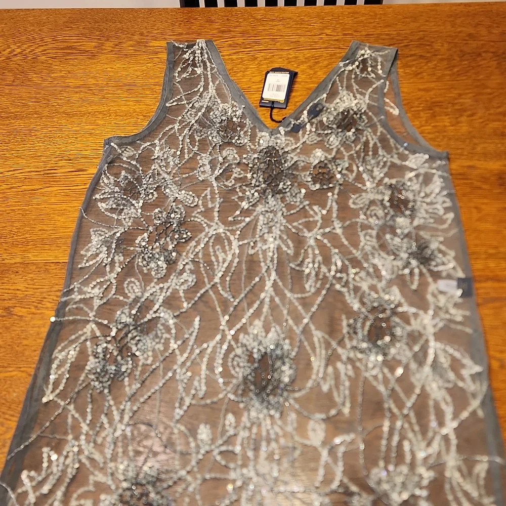 NWT STUNNING POLO RALPH LAUREN BLUE LABLE SHEER SEQUIN DRESS/ TUNIC - Picture 1 of 16